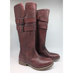 Woman's size 6.5 Tall Riding Boot ROAN by Bed Stu Burgandy Zip Leather‎